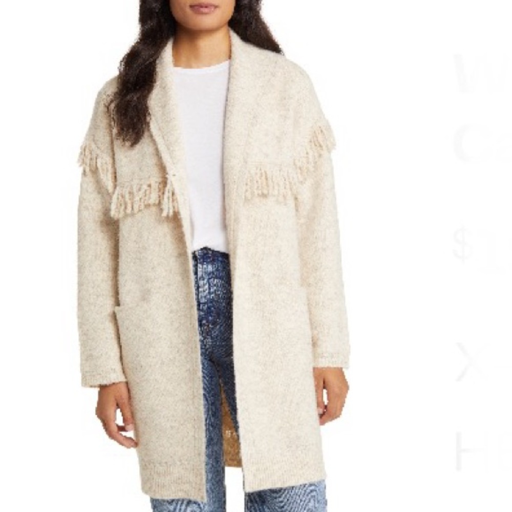 Wit & Wisdom Fringe Yoke Cardigan Heather Oatmeal